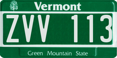 VT license plate ZVV113