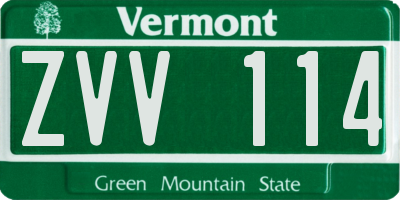 VT license plate ZVV114