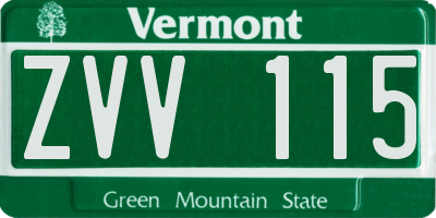 VT license plate ZVV115