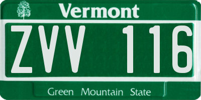 VT license plate ZVV116