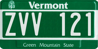 VT license plate ZVV121