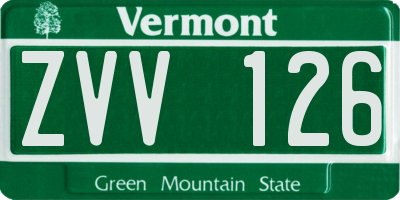 VT license plate ZVV126