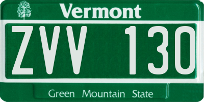 VT license plate ZVV130