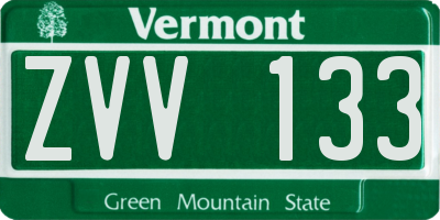 VT license plate ZVV133