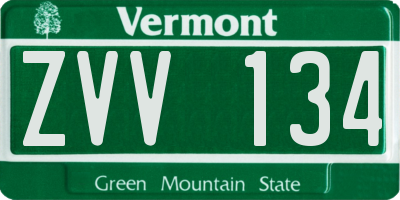 VT license plate ZVV134