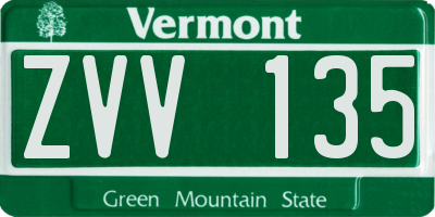 VT license plate ZVV135
