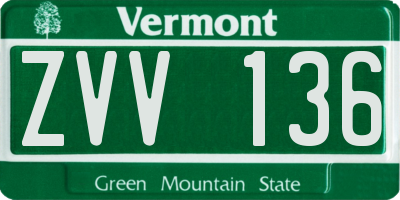 VT license plate ZVV136