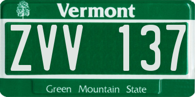 VT license plate ZVV137