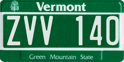 VT license plate ZVV140