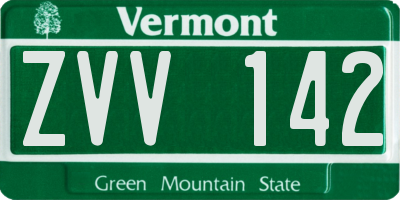 VT license plate ZVV142