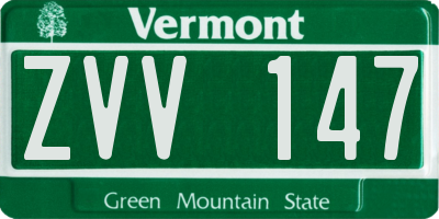 VT license plate ZVV147