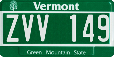 VT license plate ZVV149