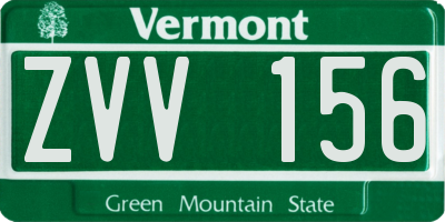VT license plate ZVV156