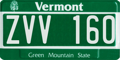 VT license plate ZVV160