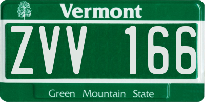 VT license plate ZVV166