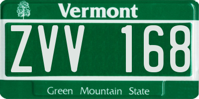VT license plate ZVV168