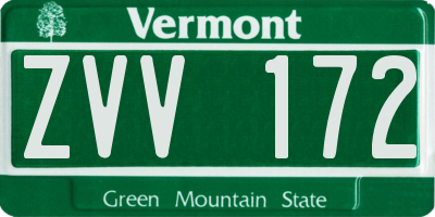 VT license plate ZVV172