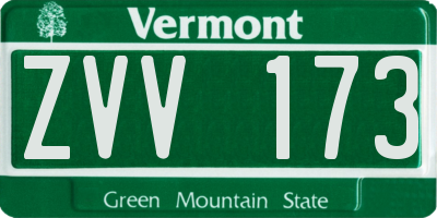 VT license plate ZVV173