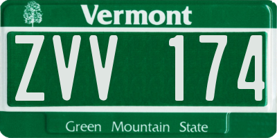 VT license plate ZVV174