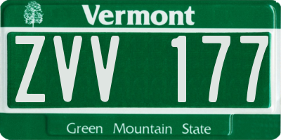 VT license plate ZVV177