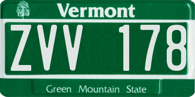 VT license plate ZVV178