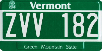 VT license plate ZVV182