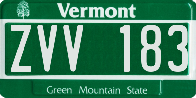 VT license plate ZVV183