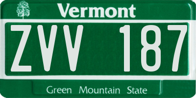 VT license plate ZVV187
