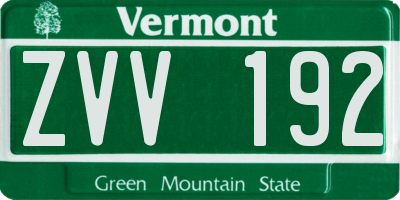 VT license plate ZVV192