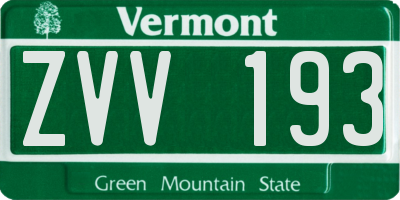 VT license plate ZVV193