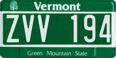 VT license plate ZVV194