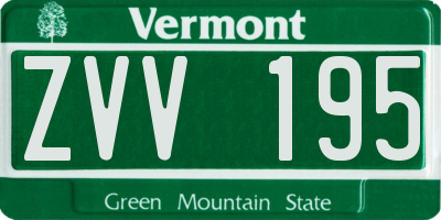 VT license plate ZVV195