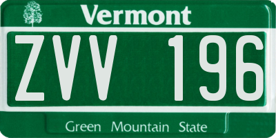 VT license plate ZVV196
