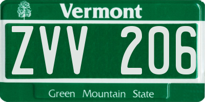 VT license plate ZVV206