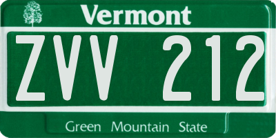 VT license plate ZVV212