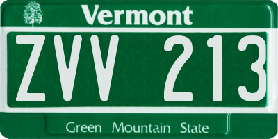 VT license plate ZVV213