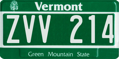 VT license plate ZVV214