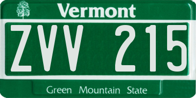 VT license plate ZVV215