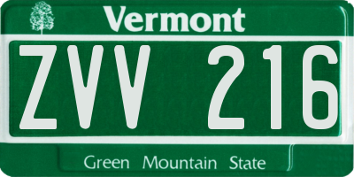 VT license plate ZVV216