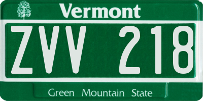 VT license plate ZVV218
