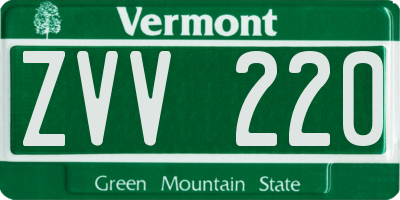 VT license plate ZVV220