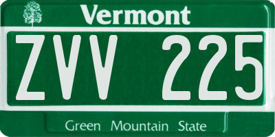 VT license plate ZVV225