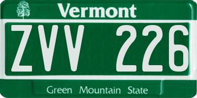 VT license plate ZVV226