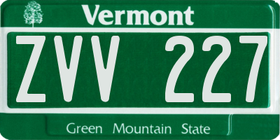 VT license plate ZVV227