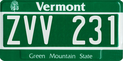 VT license plate ZVV231