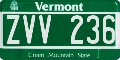 VT license plate ZVV236