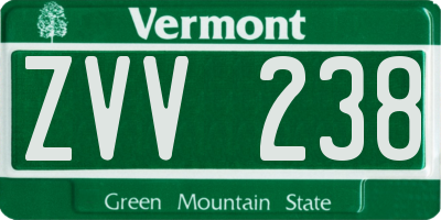 VT license plate ZVV238
