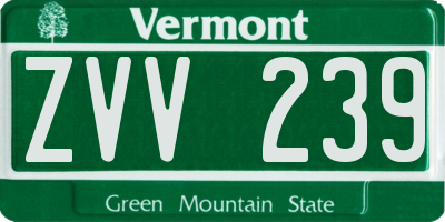 VT license plate ZVV239
