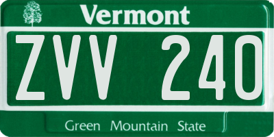 VT license plate ZVV240