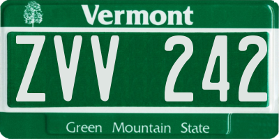 VT license plate ZVV242
